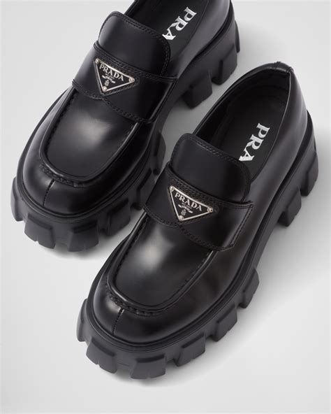 prada loafers heel|Prada monolith loafer.